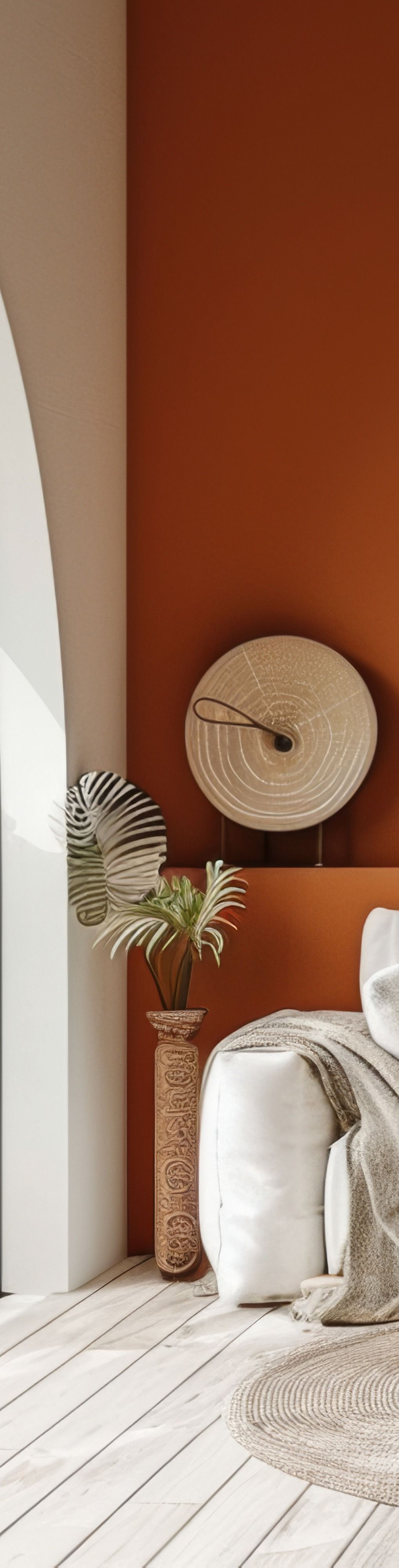 Vers la page Peintre à Saint-Estève Un mur ocre avec de la décoration.