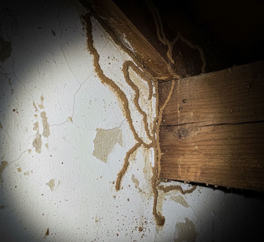 Charpente abîmée par des insectes 