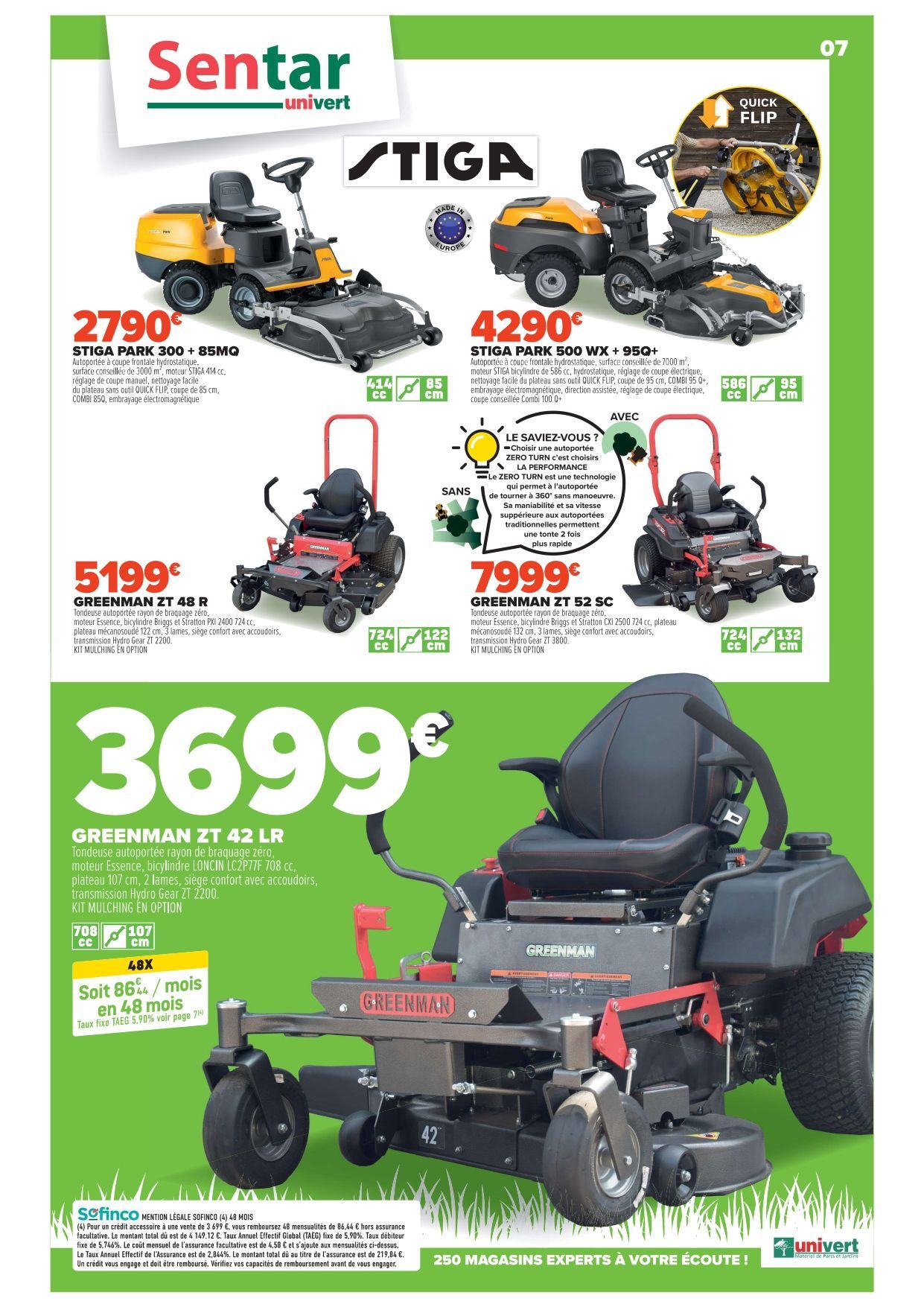 Promos du printemps 2025 sur les tracteurs tondeuses de la marque univert