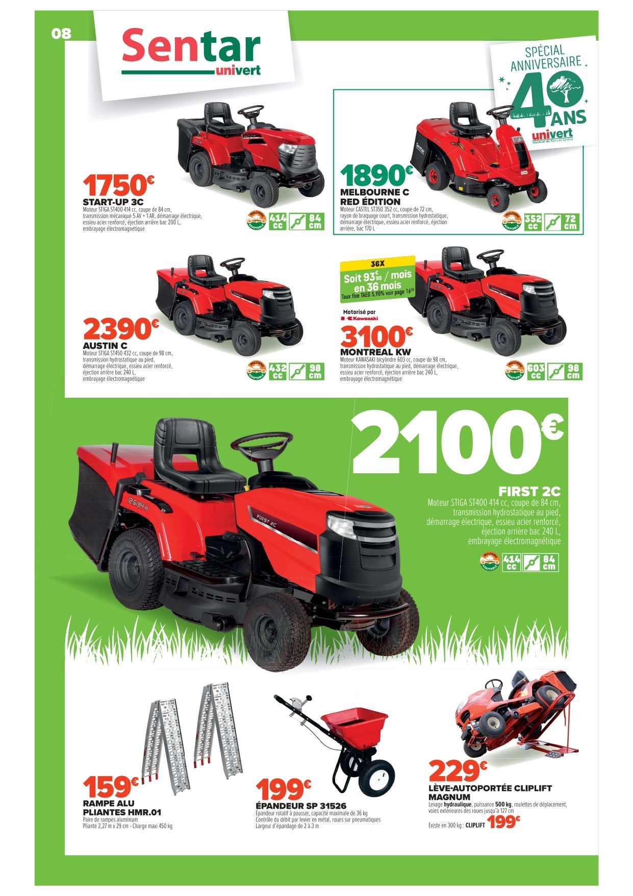 Promos du printemps 2025 sur les tracteurs tondeuses univert