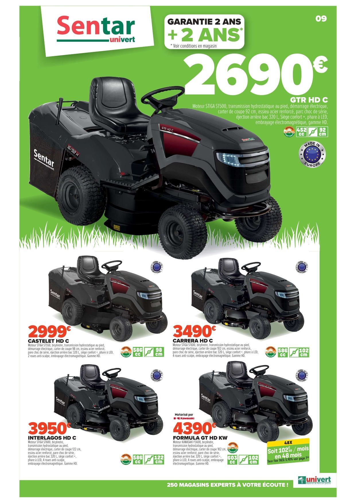 Promos du printemps 2025 sur les tracteurs tondeuses signées univert
