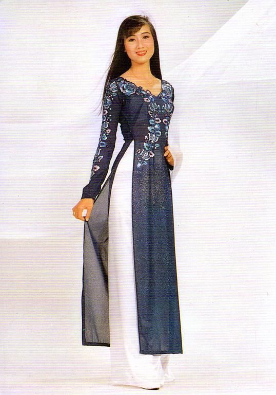 Ao dai traditionnel vietnamien avec broderies