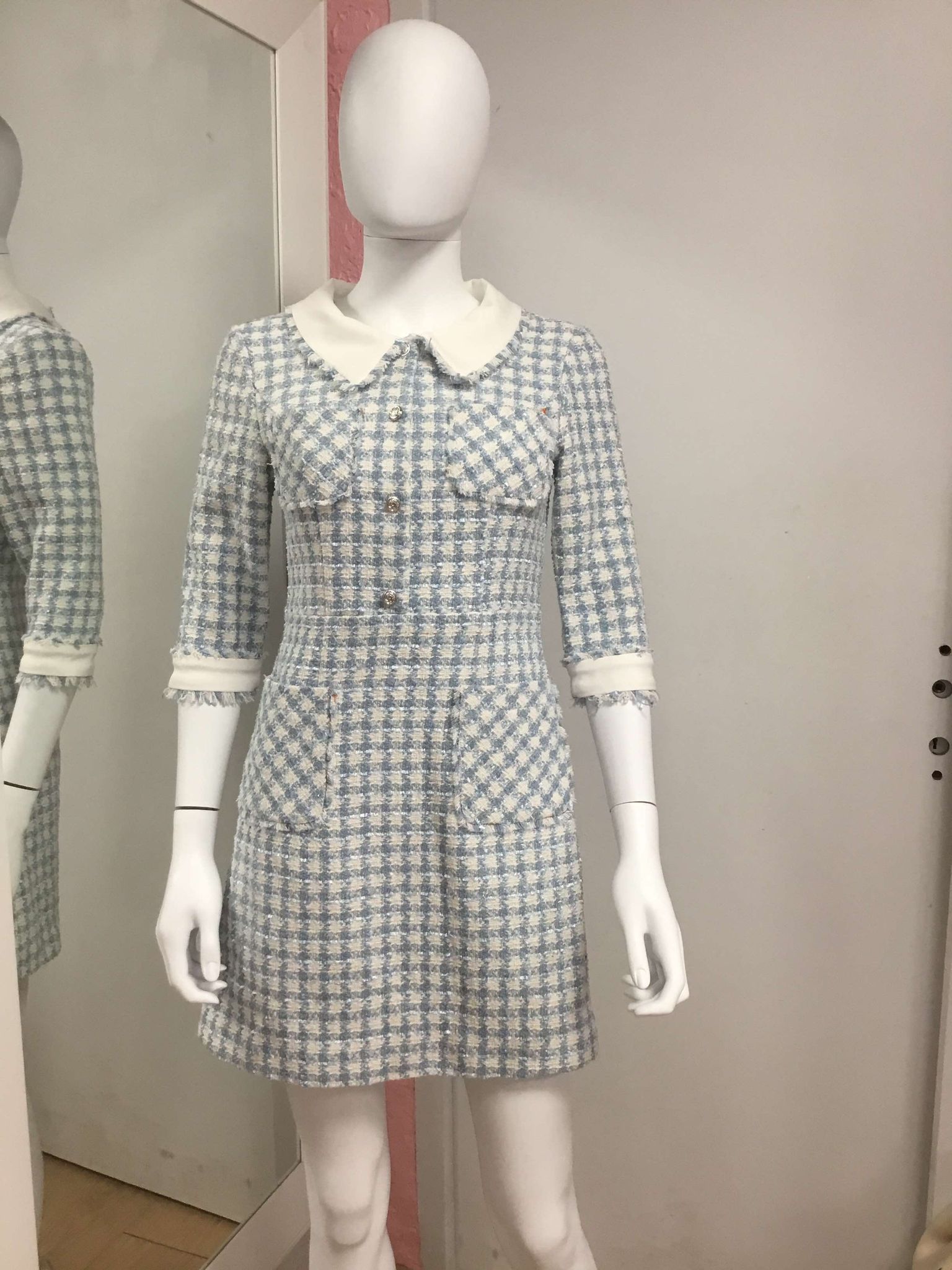 Robe élégante à motif pied-de-poule