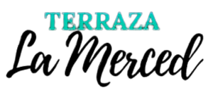 El logo de Terraza La Merced es azul y negro sobre fondo blanco.