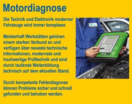 ein Mann arbeitet an einem Motordiagnosegerät neben einem Auto