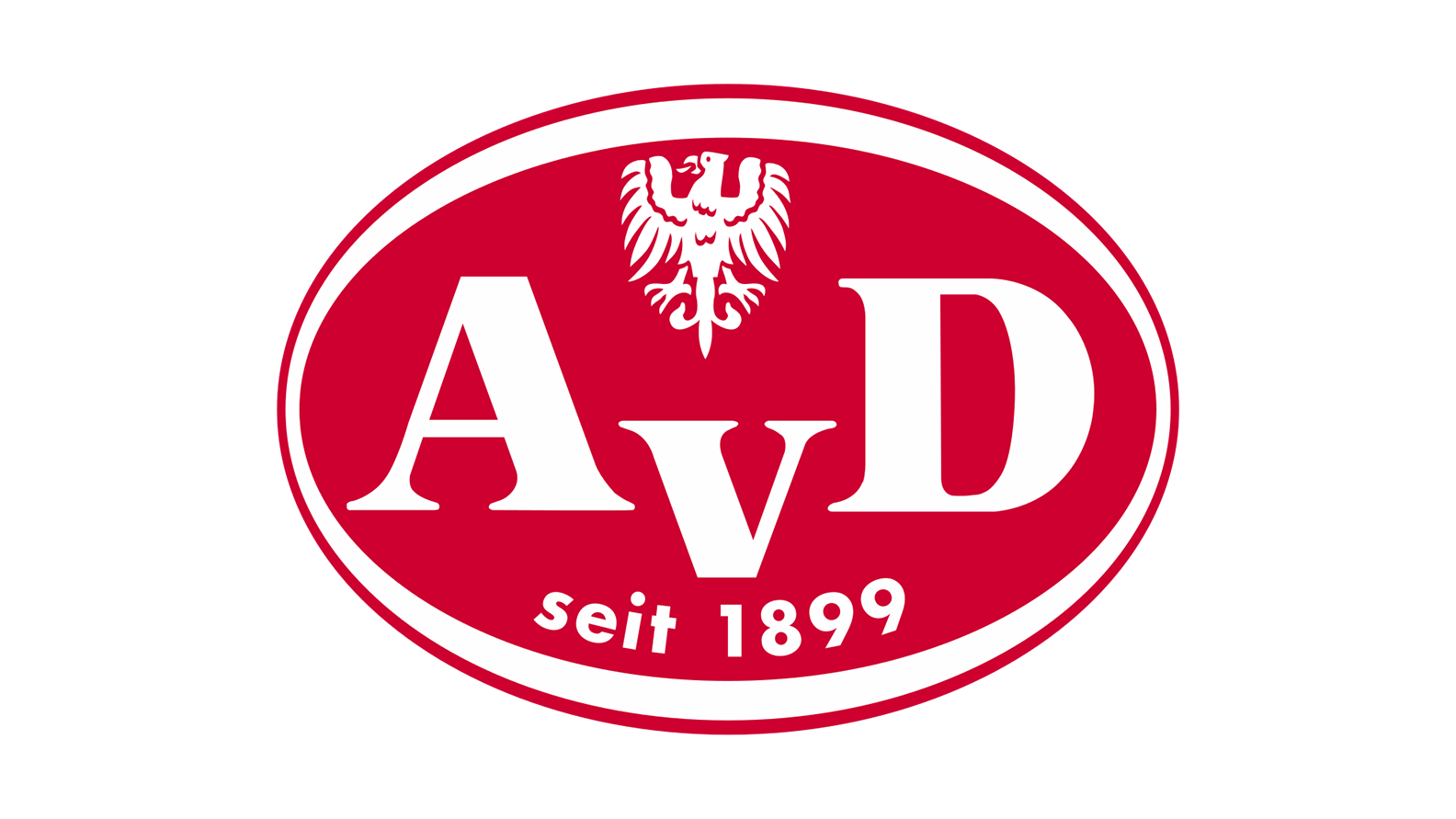 ein rot-weißes Logo für avd seit 1899