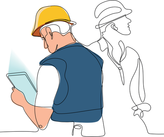 Un dessin minimaliste d'un homme vu de dos.