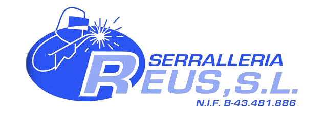 Logotipo: Óvalo azul con símbolo de soldador, el texto "SERRALLERIA REUS, SL" y "NIF B-43.481.886".