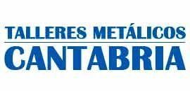 El logotipo de talleres metalicos cantabria es azul y blanco.