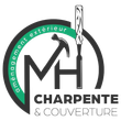 Un logo pour une entreprise de menuiserie avec un marteau et un bâton en bois.
