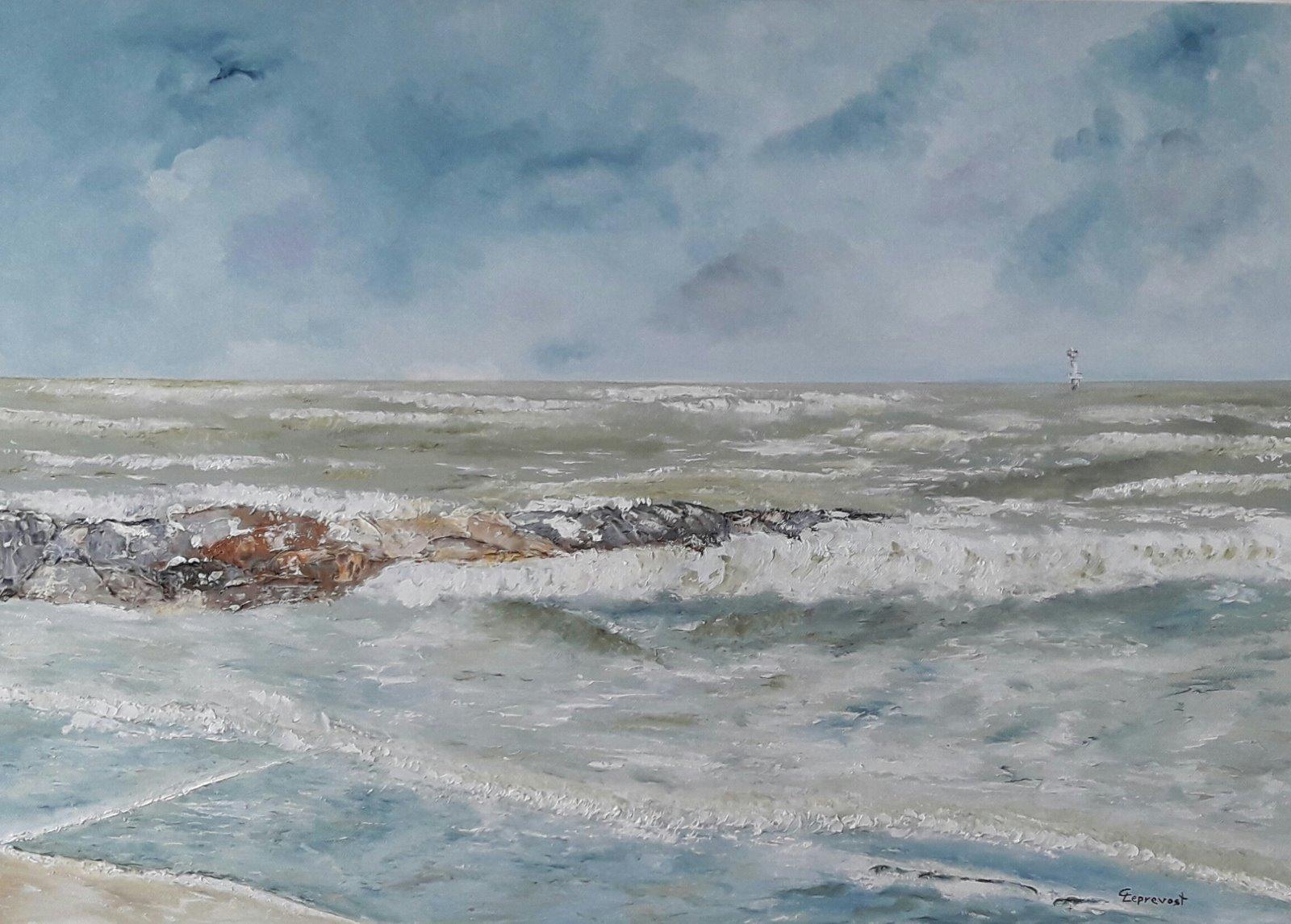 CABOURG : MER HOULEUSE (50 X 70)