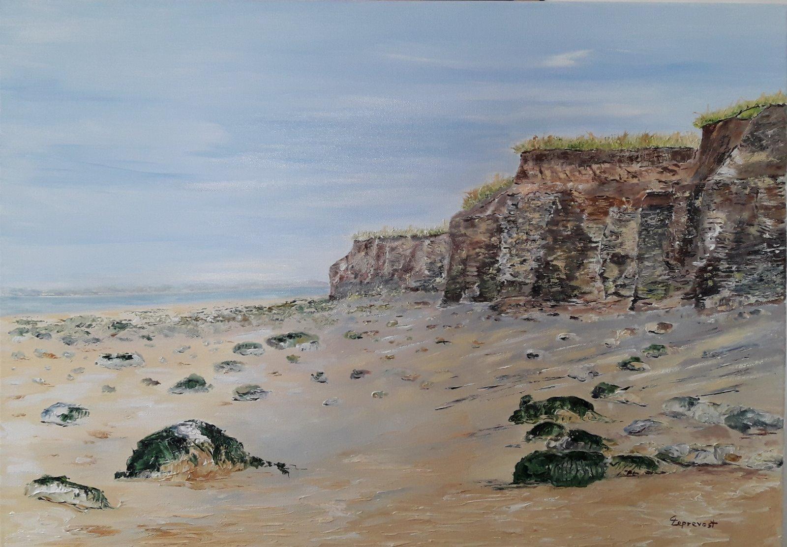 LES CONFESSIONNAUX SUR LA PLAGE DE LION SUR MER (50X70)