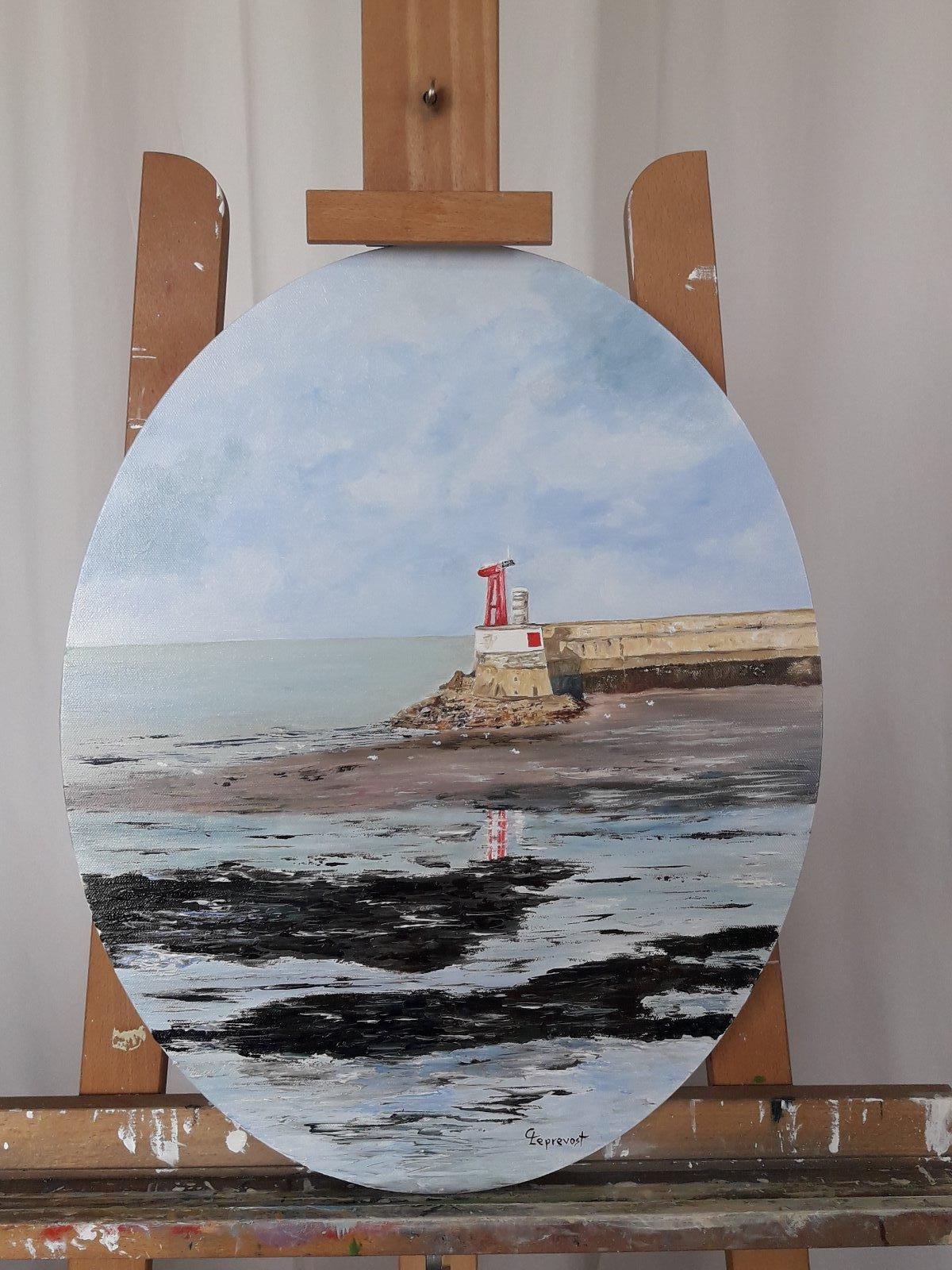 FEU DU MOLE EST DE L'ENTREE DU PORT DE PORT EN BESSIN (40X50)