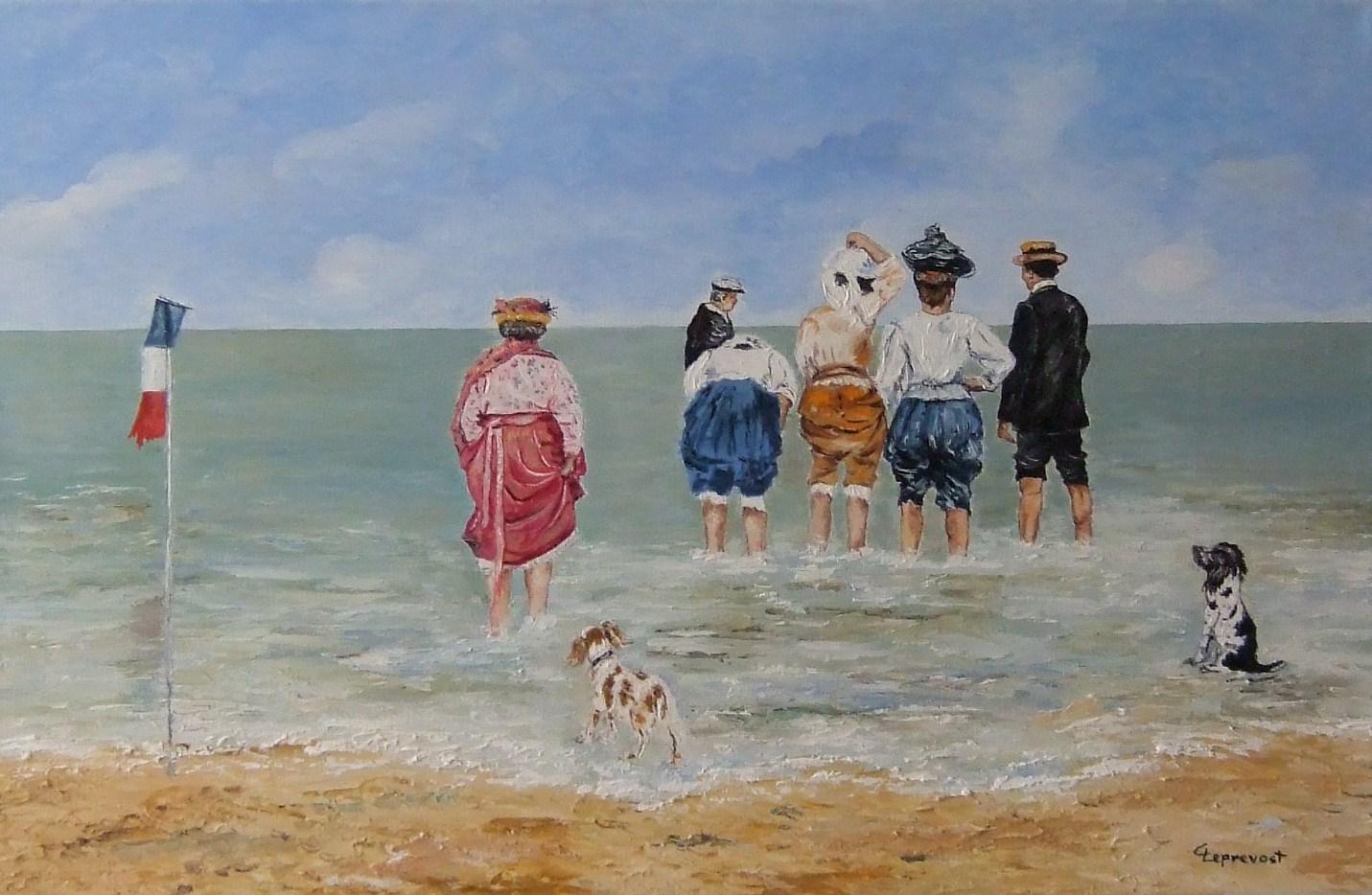 LA BELLE EPOQUE : A LA MER, LES PIEDS DANS L'EAU (40X60)