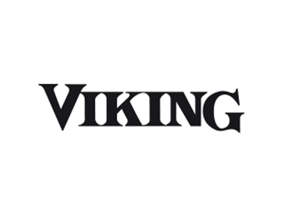 Un logotipo en blanco y negro para vikingo sobre un fondo blanco.
