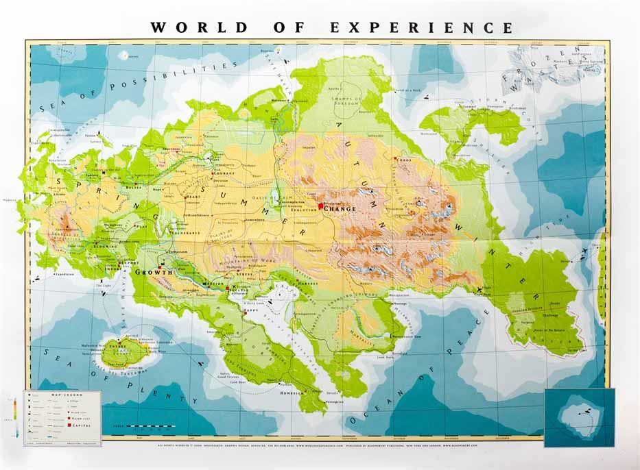 Un mapa del mundo con las palabras mundo de experiencia en él