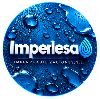 Logotipo circular azul para Impelesa Impermeabilizaciones S.L. con gotas de agua y un icono de gota