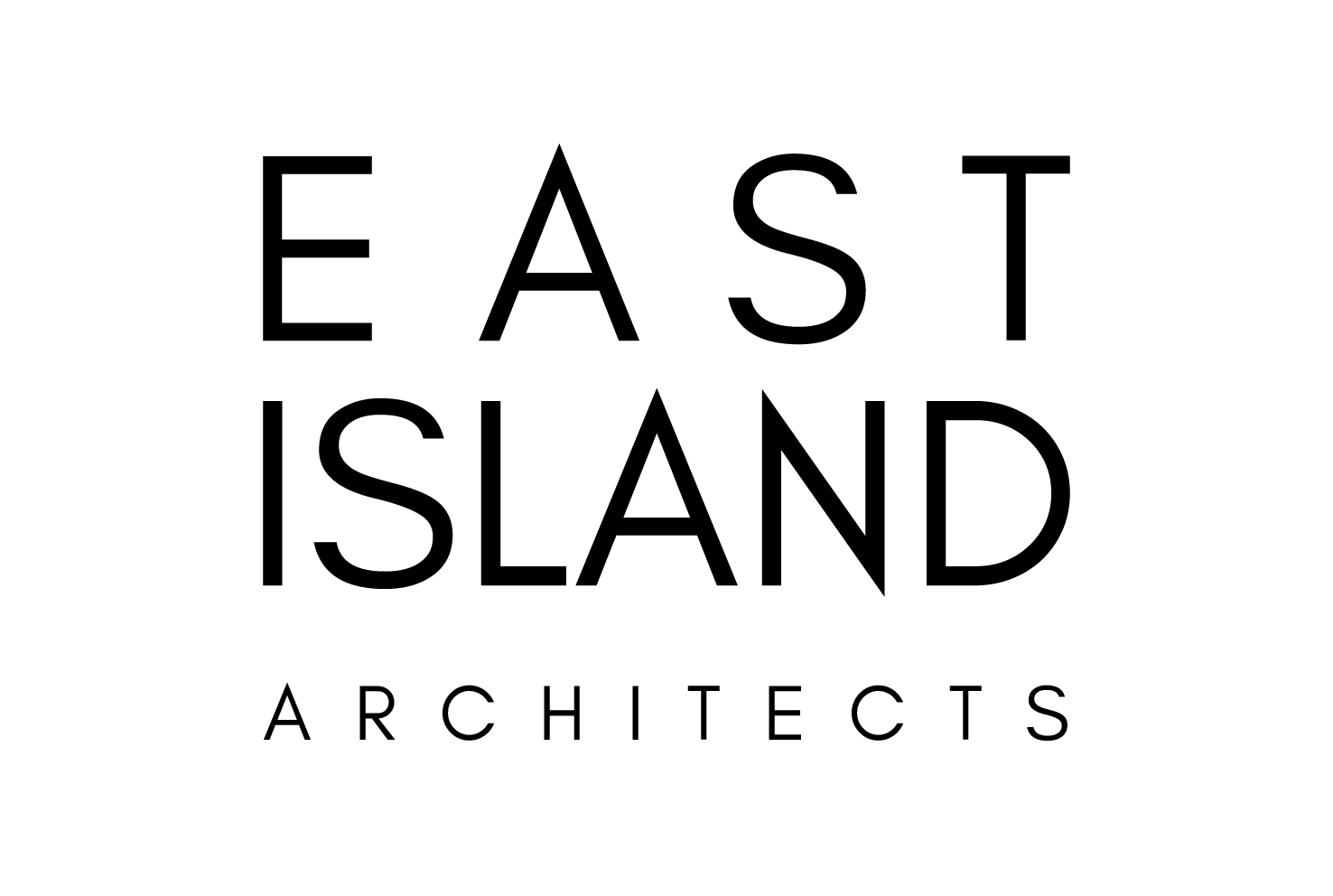 El logotipo de East Island Architects es en blanco y negro.