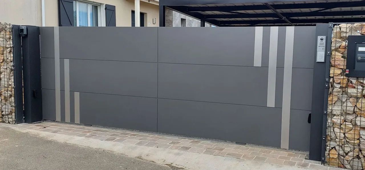 Portail SELECT BREDOK motif bandes verticales grises