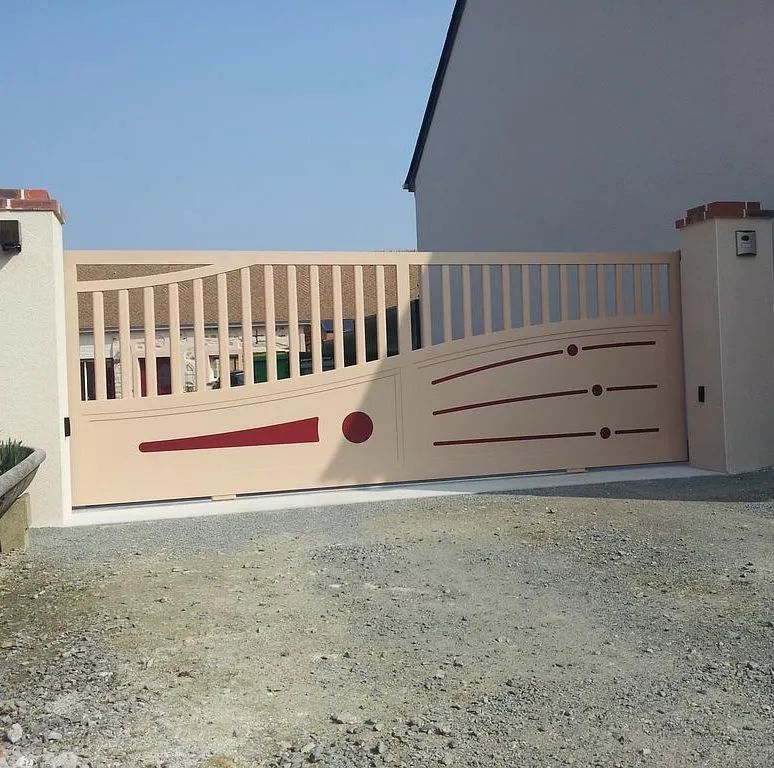 Portail MODERN SIMPLI BREDOK beige et rouge