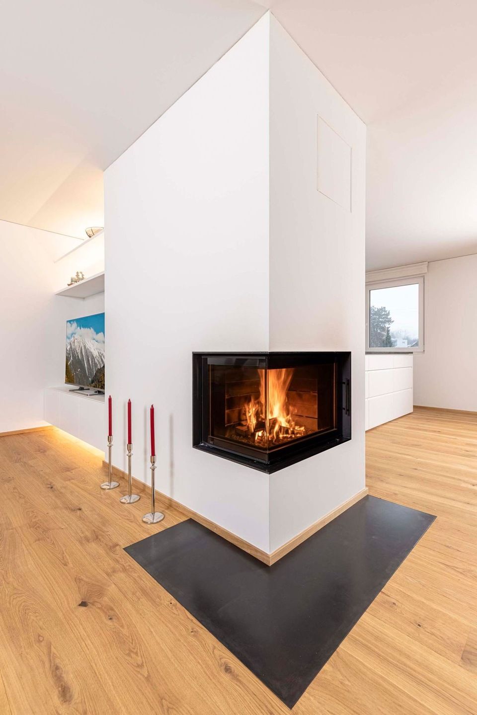 Speicherofen, Ofen Perlen, modern,  Wohnzimmer, weiss