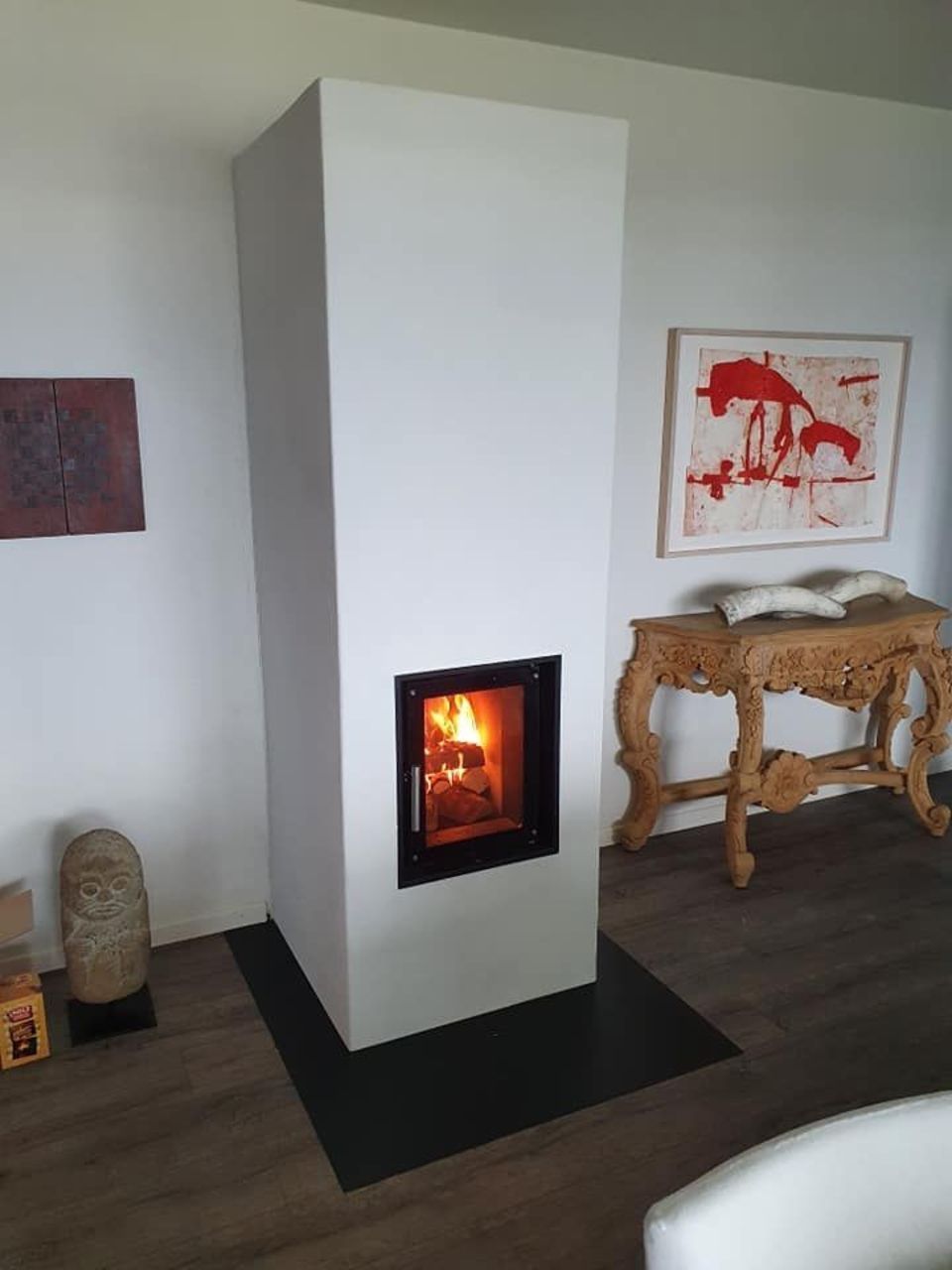 Speicherofen, Ofen Perlen, modern,  Wohnzimmer, weiss