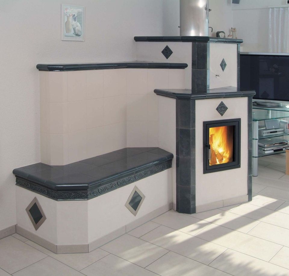 Kachelofen, modern, Ofen Perlen, weiss