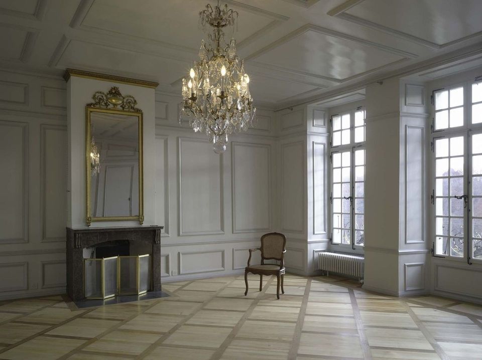 Historischer Kachelofen, Ofen Perlen, blau-weiss