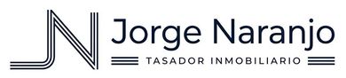 Logotipo con la inscripci&oacute;n &ldquo;Jorge Naranjo&rdquo; y debajo &ldquo;TASADOR INMOBILIARIO&rdquo;, en azul y gris sobre blanco.