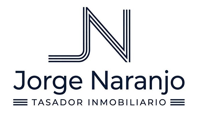 Logo de Jorge Naranjo, tasador inmobiliario, en negro sobre fondo blanco