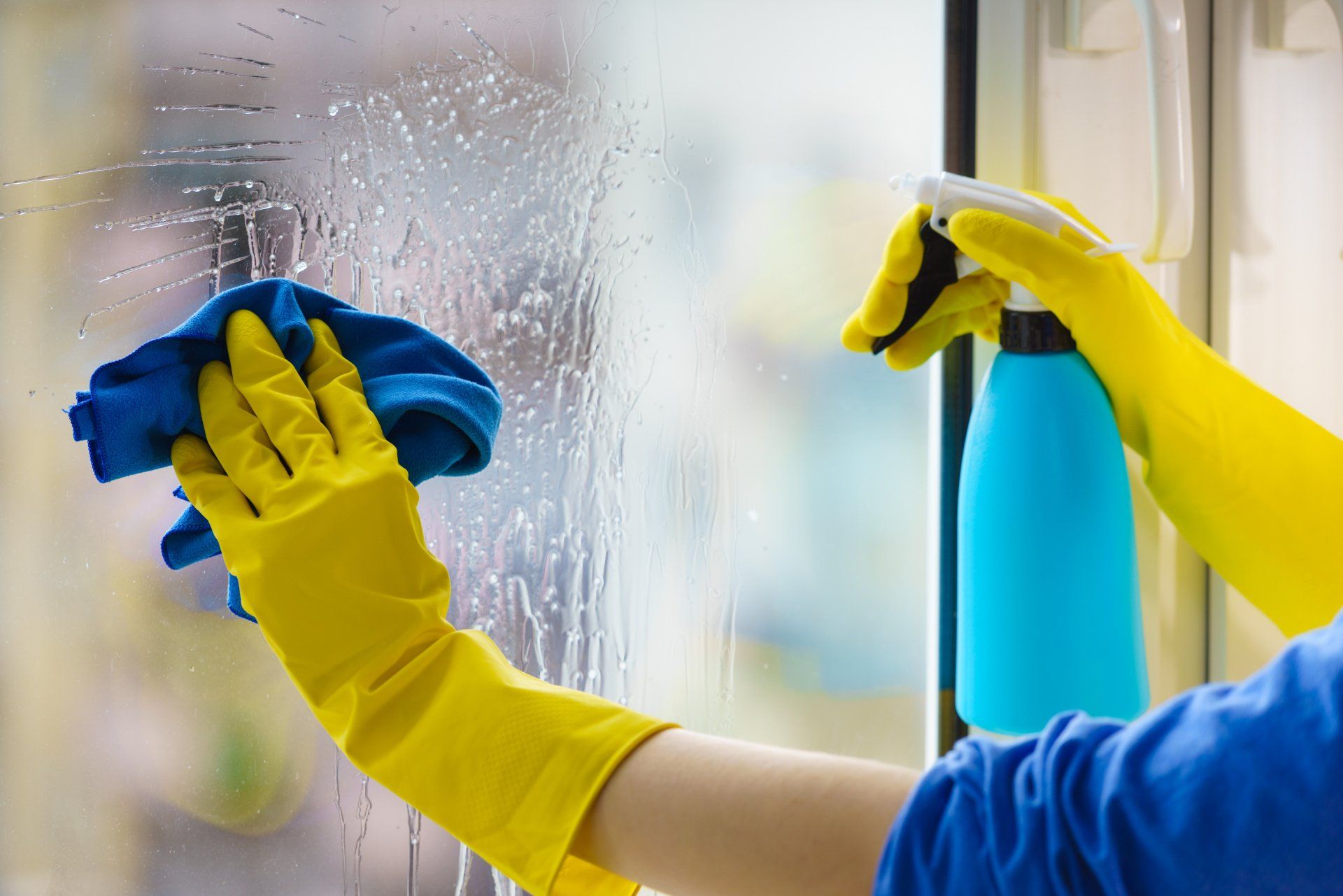 Professionnel nettoie des vitres