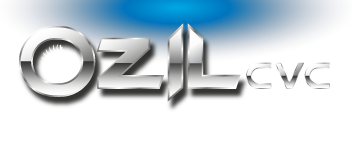 Accueil Logo argenté avec «OZL» en caractères gras stylisés et «CVC» en plus petits caractères. Fond bleu dégradé.