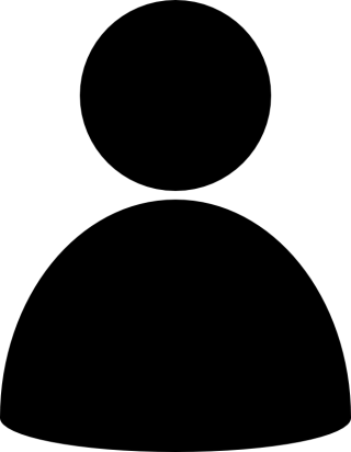 A black silhouette of a person with a circle in the middle.