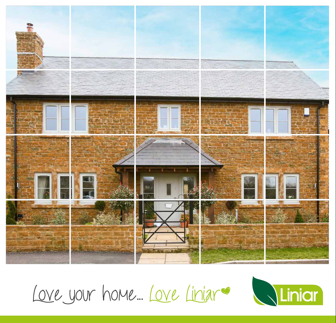 A picture of a brick house with the words love your home