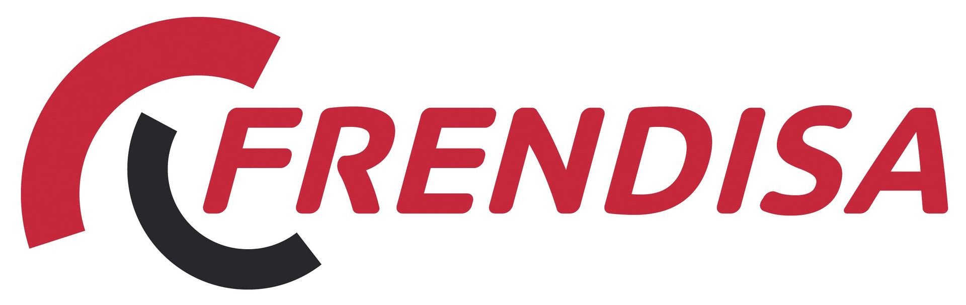 Un logotipo rojo y negro para frendisa sobre un fondo blanco.