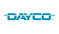 El logotipo de Dayco es azul y blanco sobre un fondo blanco.
