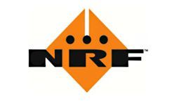 Un logotipo de una empresa llamada nrf sobre un fondo blanco.