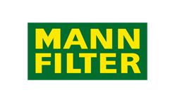 El logotipo de Mann Filter es verde y amarillo sobre un fondo blanco.