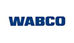 El logotipo de Wabco es azul y blanco sobre un fondo blanco.