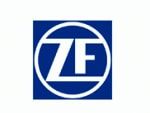 Un logotipo azul y blanco con la letra zf en un círculo.