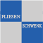 Blaue und graue quadratische Grafik mit den W&ouml;rtern &bdquo;FLIESEN&ldquo; und &bdquo;SCHWENK&ldquo;.