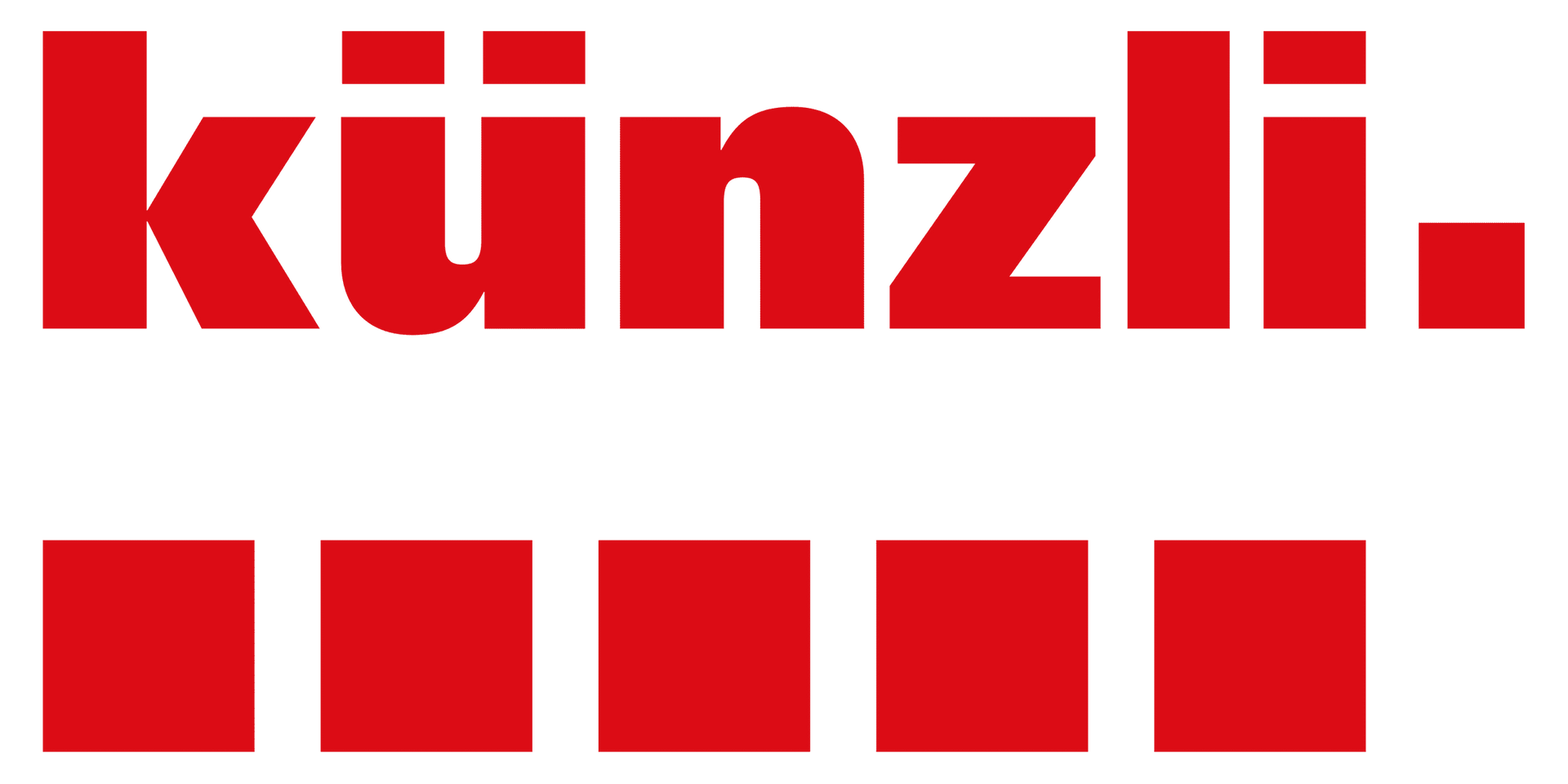 Ein rot-weisses Logo für Künzli auf weissem Hintergrund.