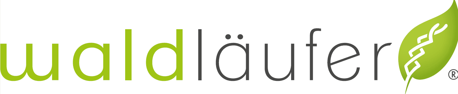 Ein Logo für Waldläufer mit einem grünen Blatt