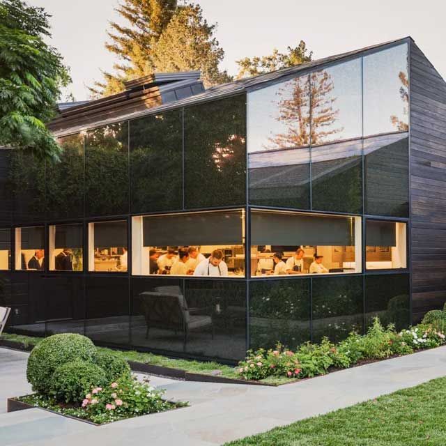 Photo of the French Laundry  Restaurant from the outside, sleek modern 