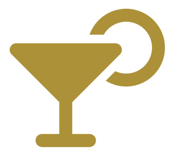 a gold icon of a martini glass with a straw .