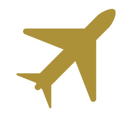 a gold airplane is flying in the sky on a white background .
