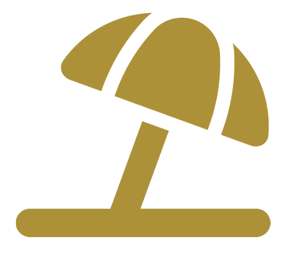 a gold umbrella icon on a white background .