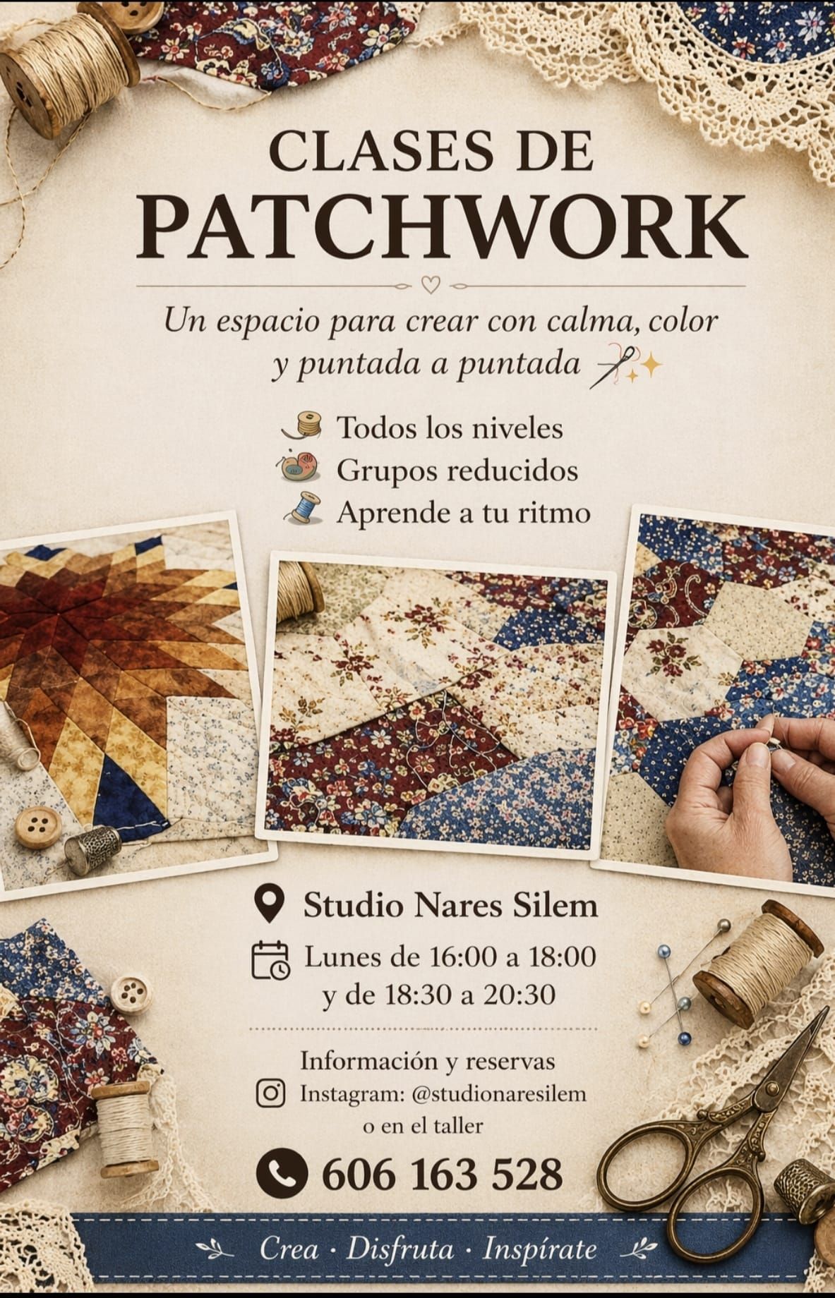 Folleto informativo sobre los cursos de sastrería y costura que se imparten