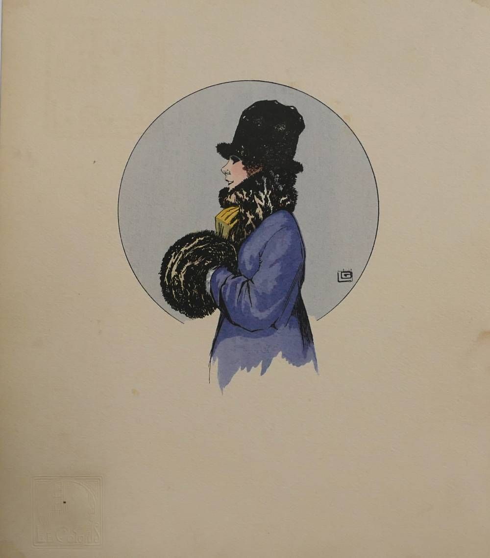 Personnage illustré portant un haut-de-forme noir et un manteau bleu, tenant un objet rond sur un fond uni