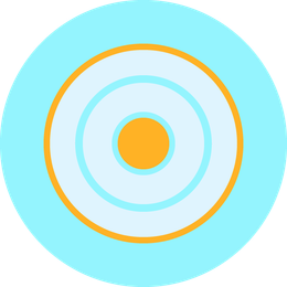 Cercles concentriques abstraits bleu clair et orange, comme une cible
